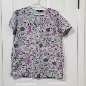 Samantha Mara cats scrub top size medium